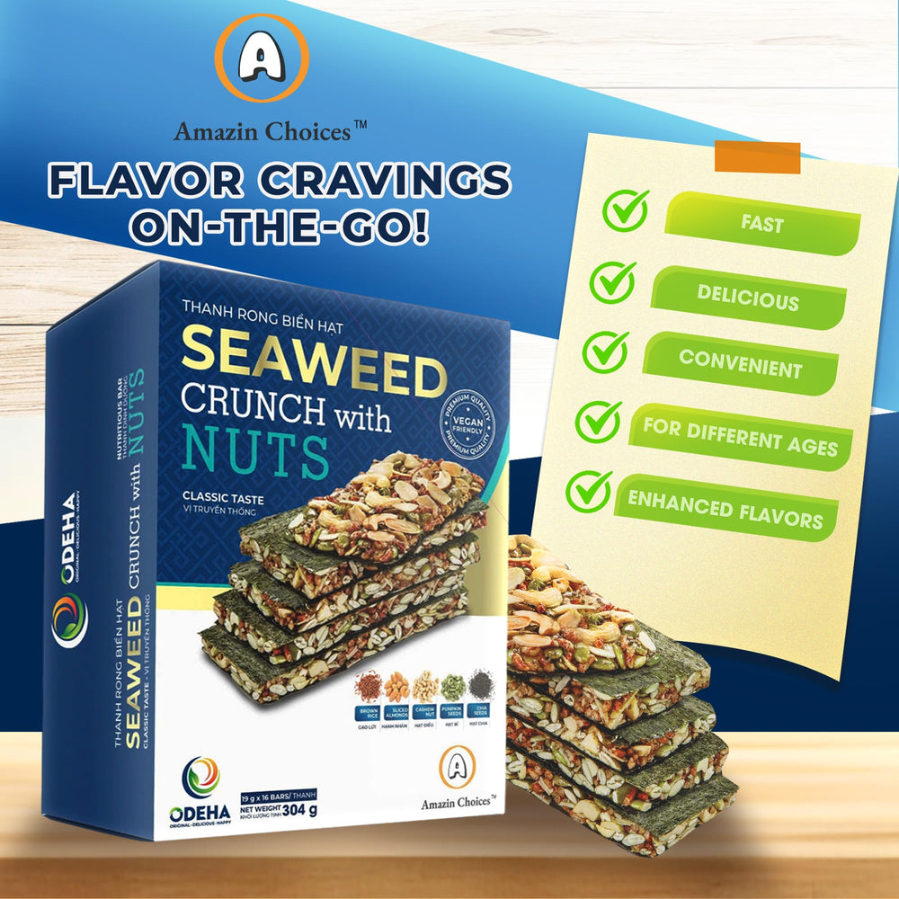 Amazin Choices detail of almonds cashews pumpkin and chia seeds for flavor