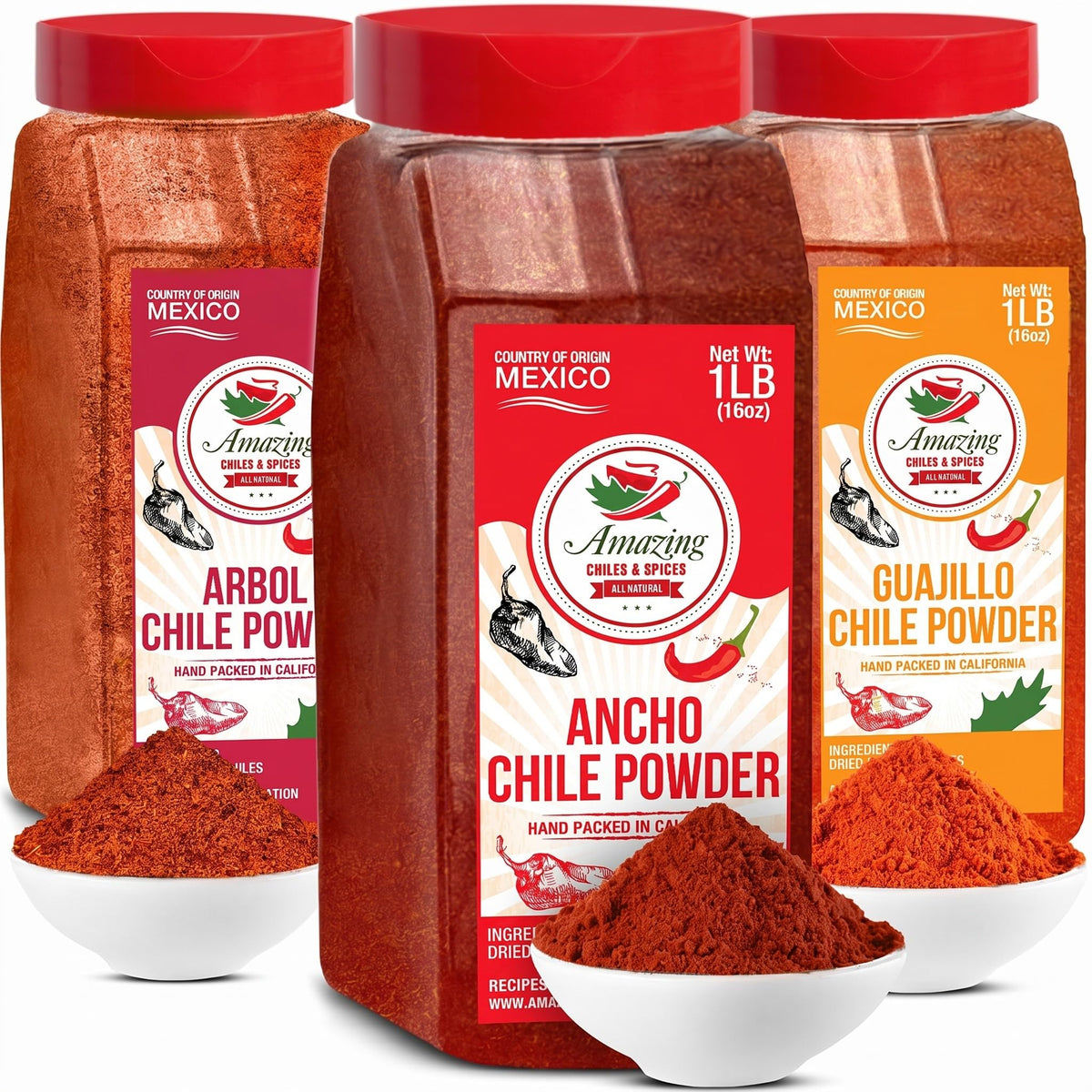 Amazing Chiles & Spices Ancho jar front view showing label and pantry ready benefit