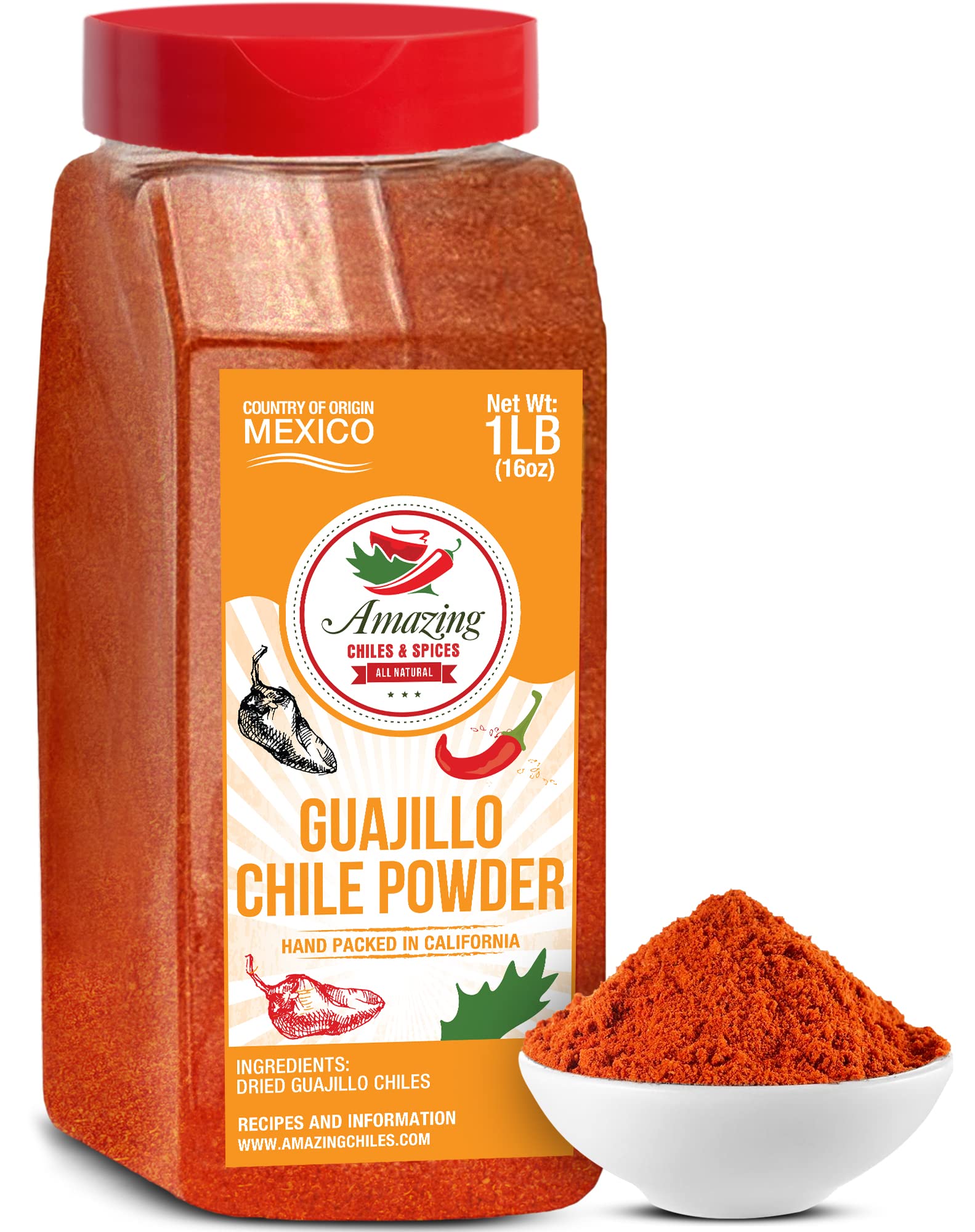 Amazing Chiles & Spices front pouch showing 1LB guajillo powder for flavor