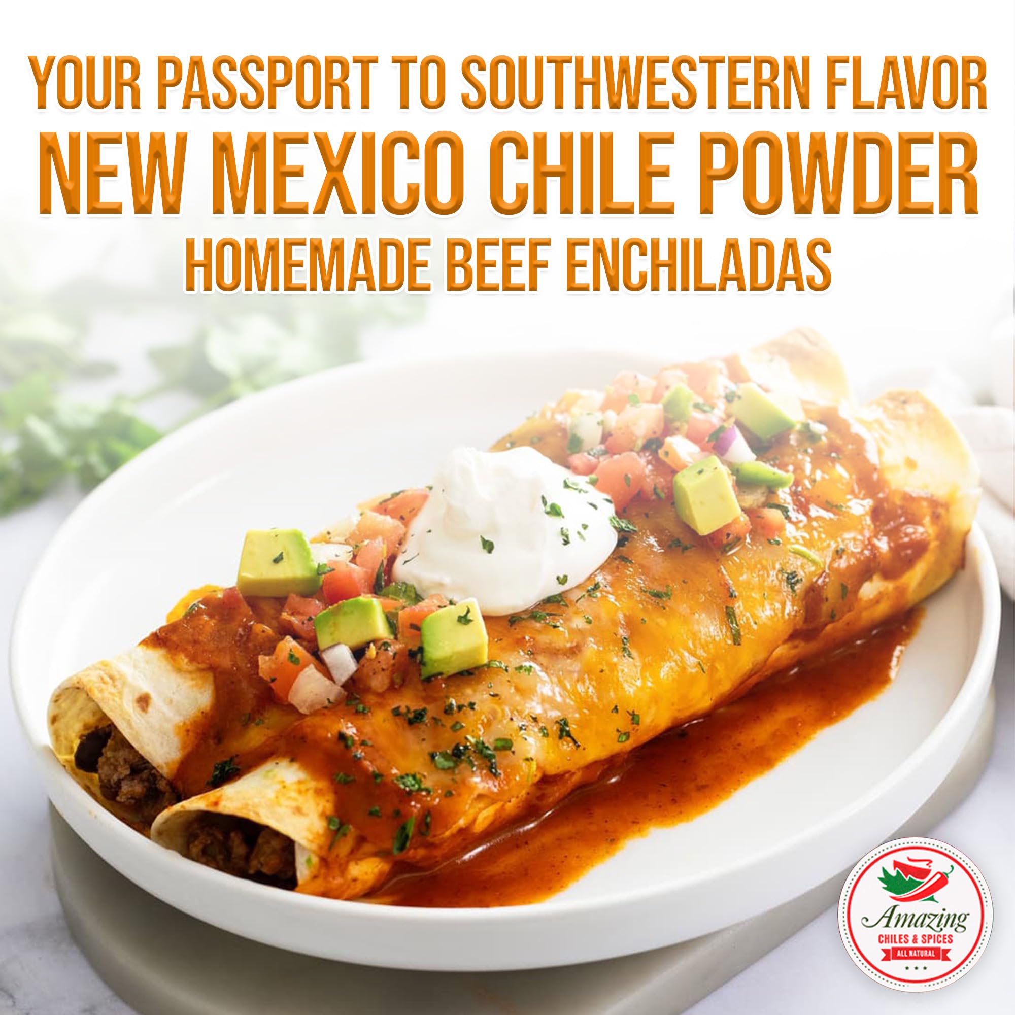 Amazing Chiles 1LB pouch next to common items showing size and bulk supply benefit