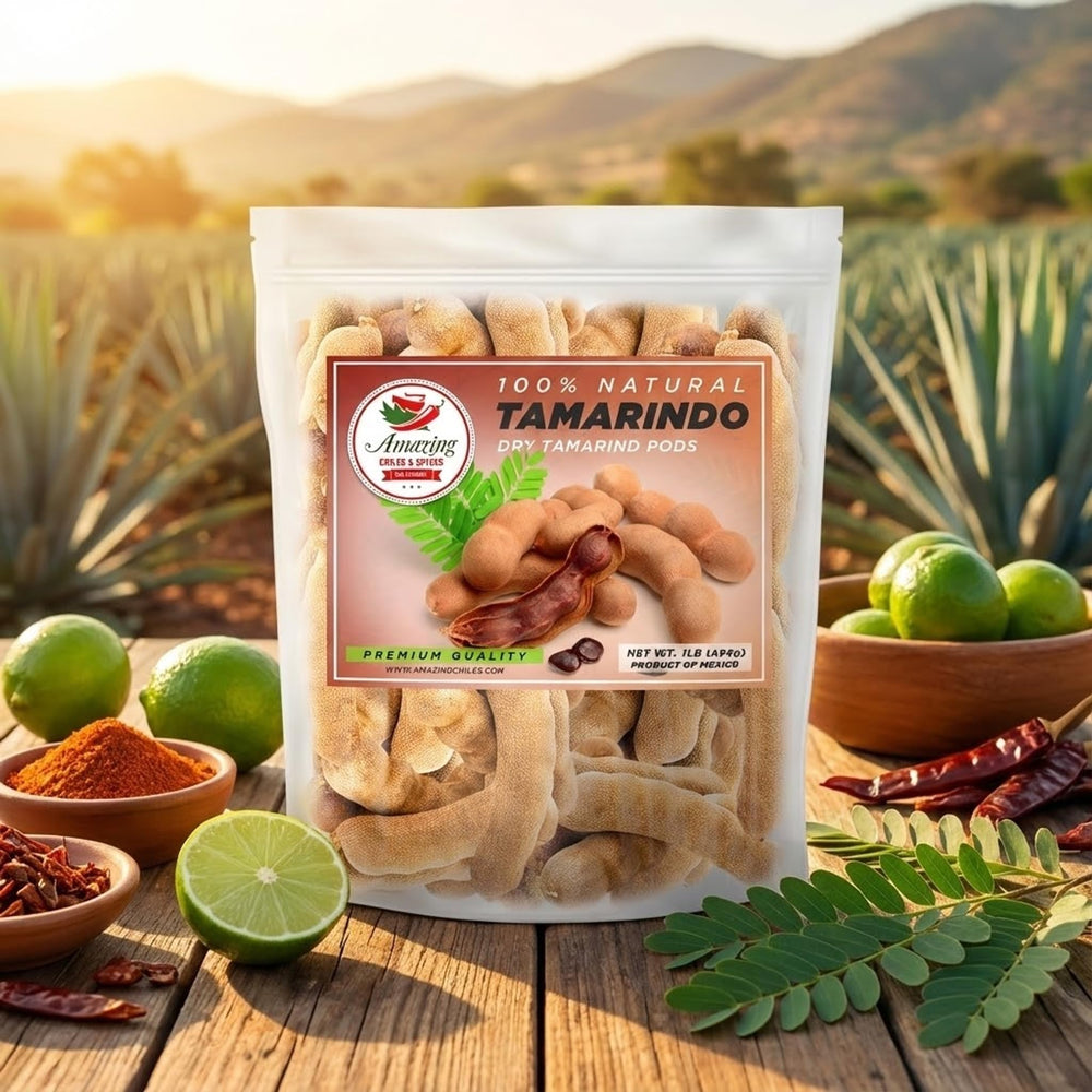 Amazing Chiles & Spices ingredient label close-up showing all-natural tamarind contents and quality