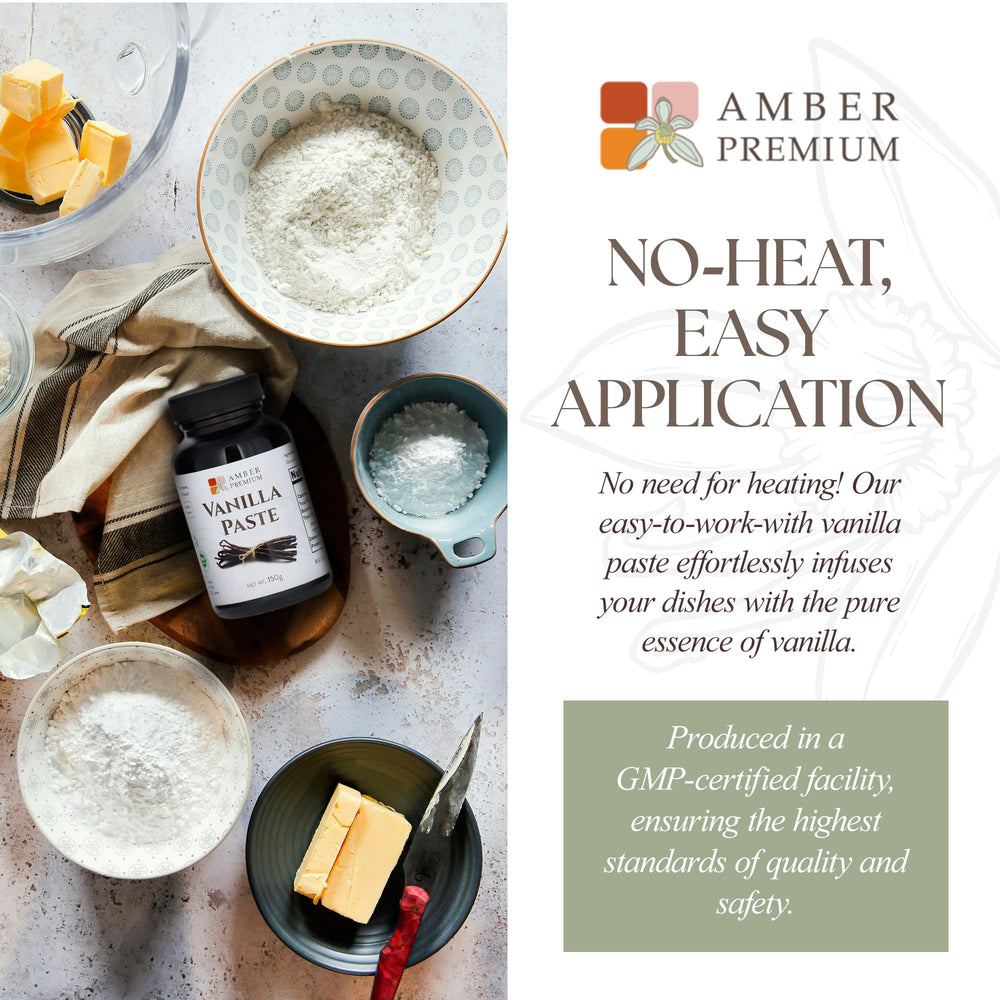 Creamy custard with vanilla flecks showing Amber Premium visual enhancement
