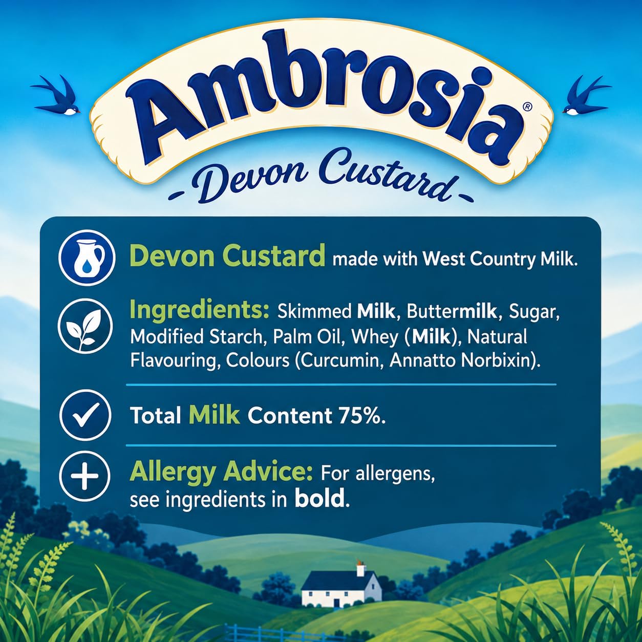 Ambrosia custard being poured over apple crumble showing warm dessert pairing