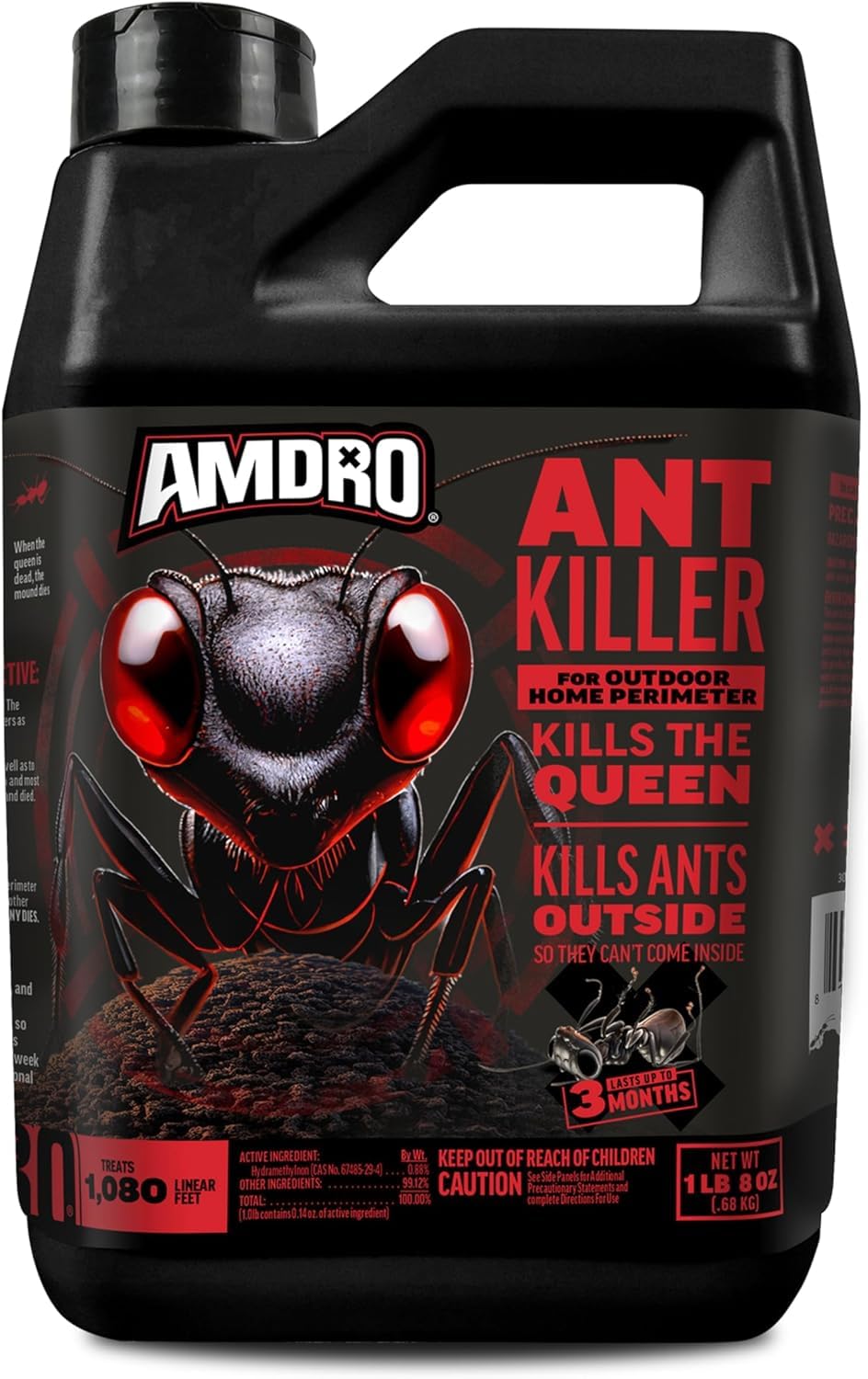 Amdro Ant Block front packaging showing product and size benefit