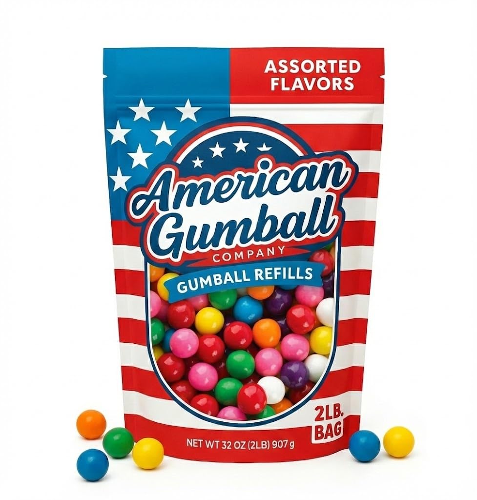 American Gumball Company front-of-bag showing brand and bulk supply benefit