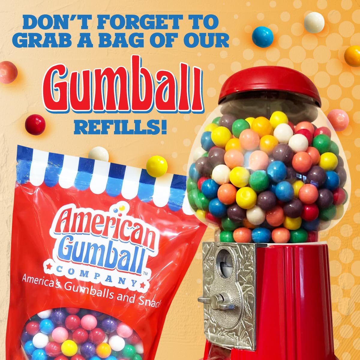 American Gumball Company top refill open with locking nut removed for quick, secure refills