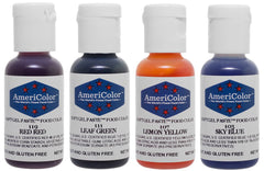 AmeriColor bottle close-up of Red Red label highlighting precise dispensing benefit