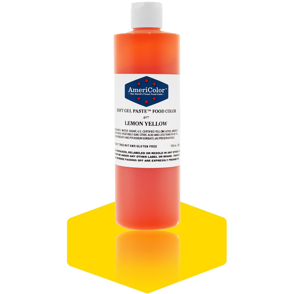 AmeriColor lemon yellow front packaging showing jar and labeling for clear identification and use