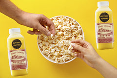 Amish Country Popcorn label closeup highlighting ingredients and GMO free benefit