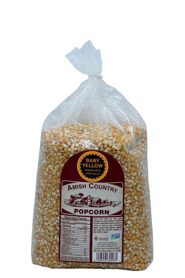 Amish Country Popcorn Baby Yellow Popcorn Kernels, 6 lb Bag