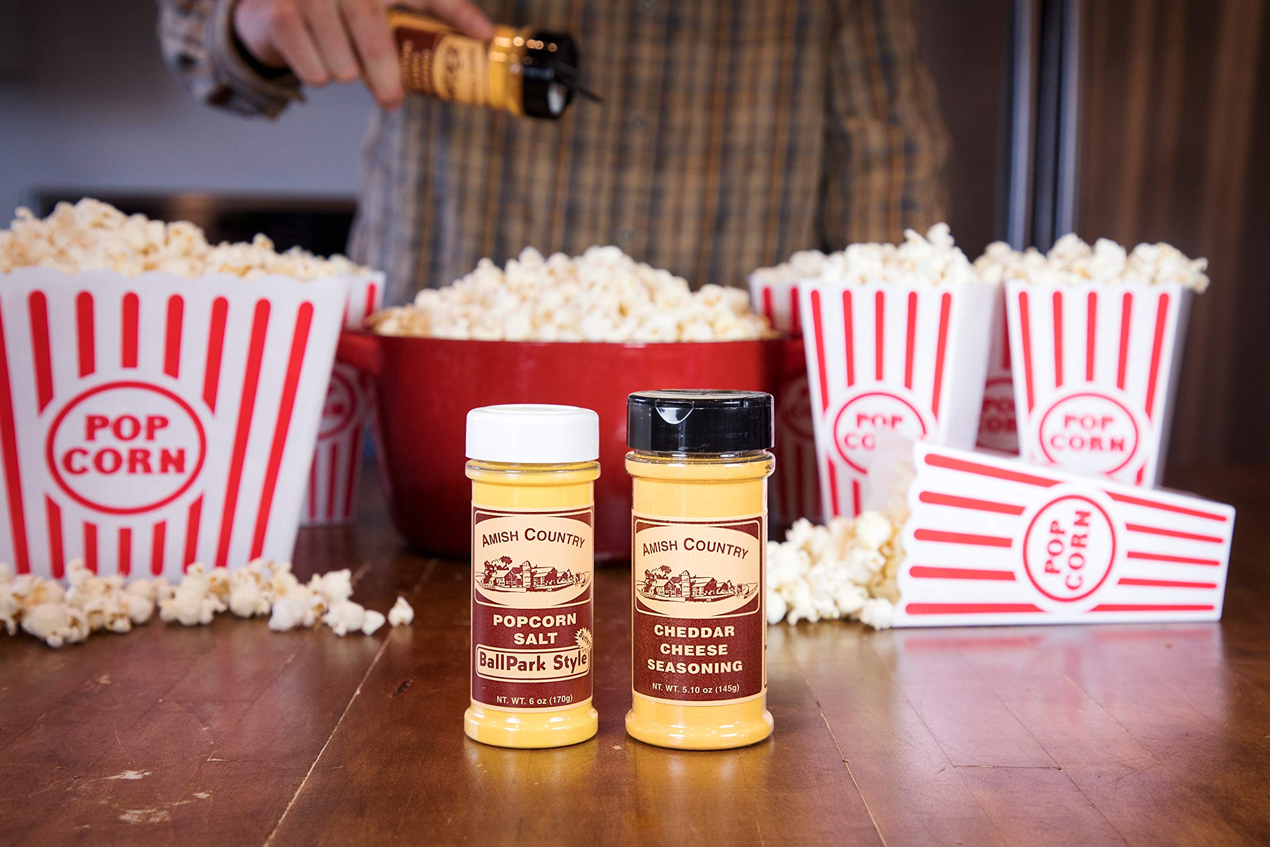 Amish Country Popcorn served in bowl in living room setting showing snack-ready presentation