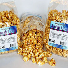 Amish Good close-up of caramel coating on popcorn kernels for rich taste