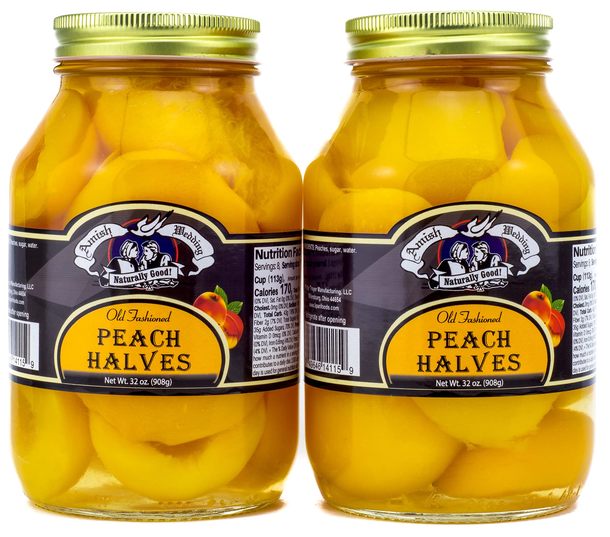 Amish Wedding front packaging showing two 32 oz jars and label benefits