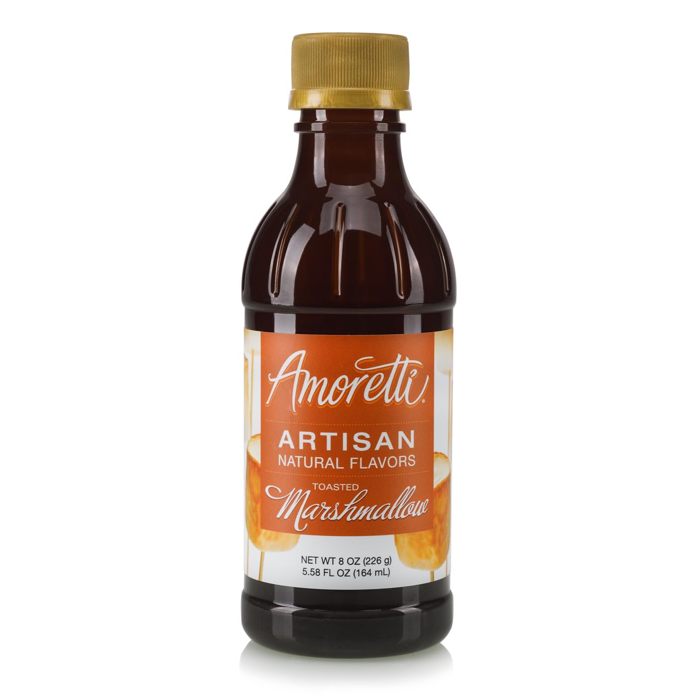 Amoretti toasted marshmallow front jar showing label and 8 oz size, for reliable flavoring