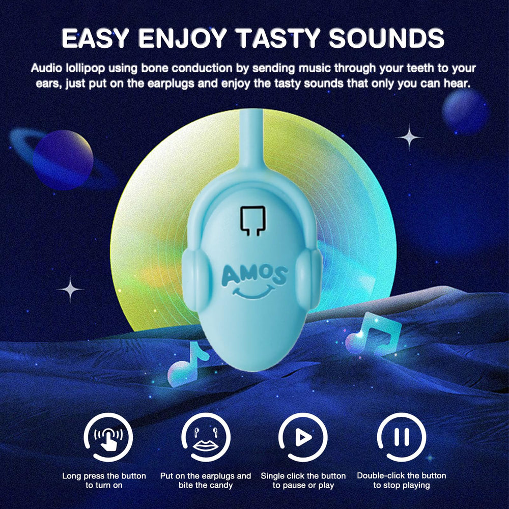 Amos lollipop in hand showing size and portability for easy sharing
