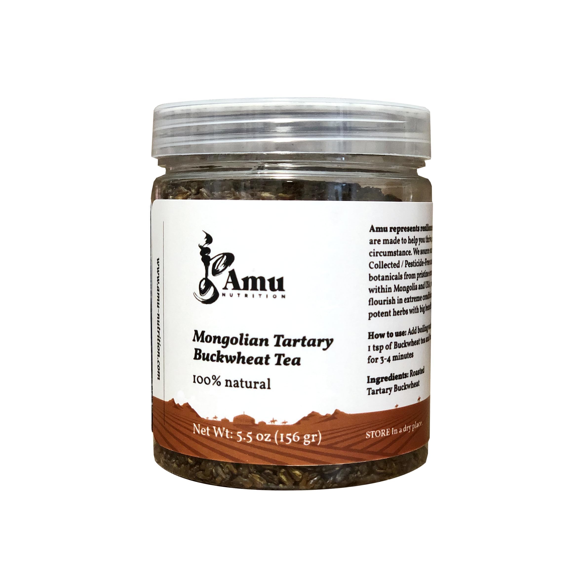 AMU NUTRITION front packaging showing loose-leaf label and freshness