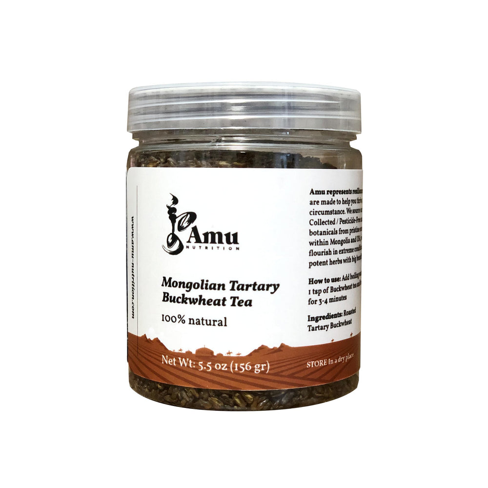 AMU NUTRITION front packaging showing loose-leaf label and freshness