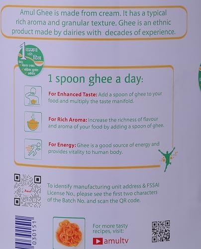 AMUL ghee on spoon over stovetop demonstrating high-heat cooking performance