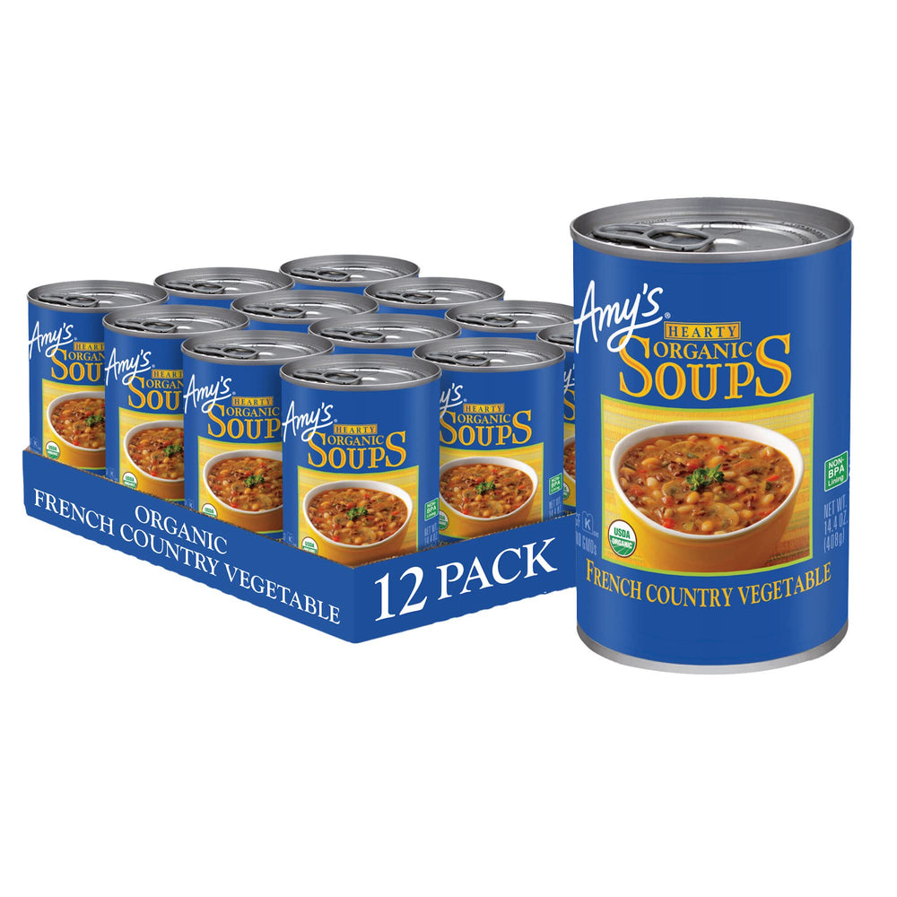Amy's front packaging showing can and label, clear product identification and benefit