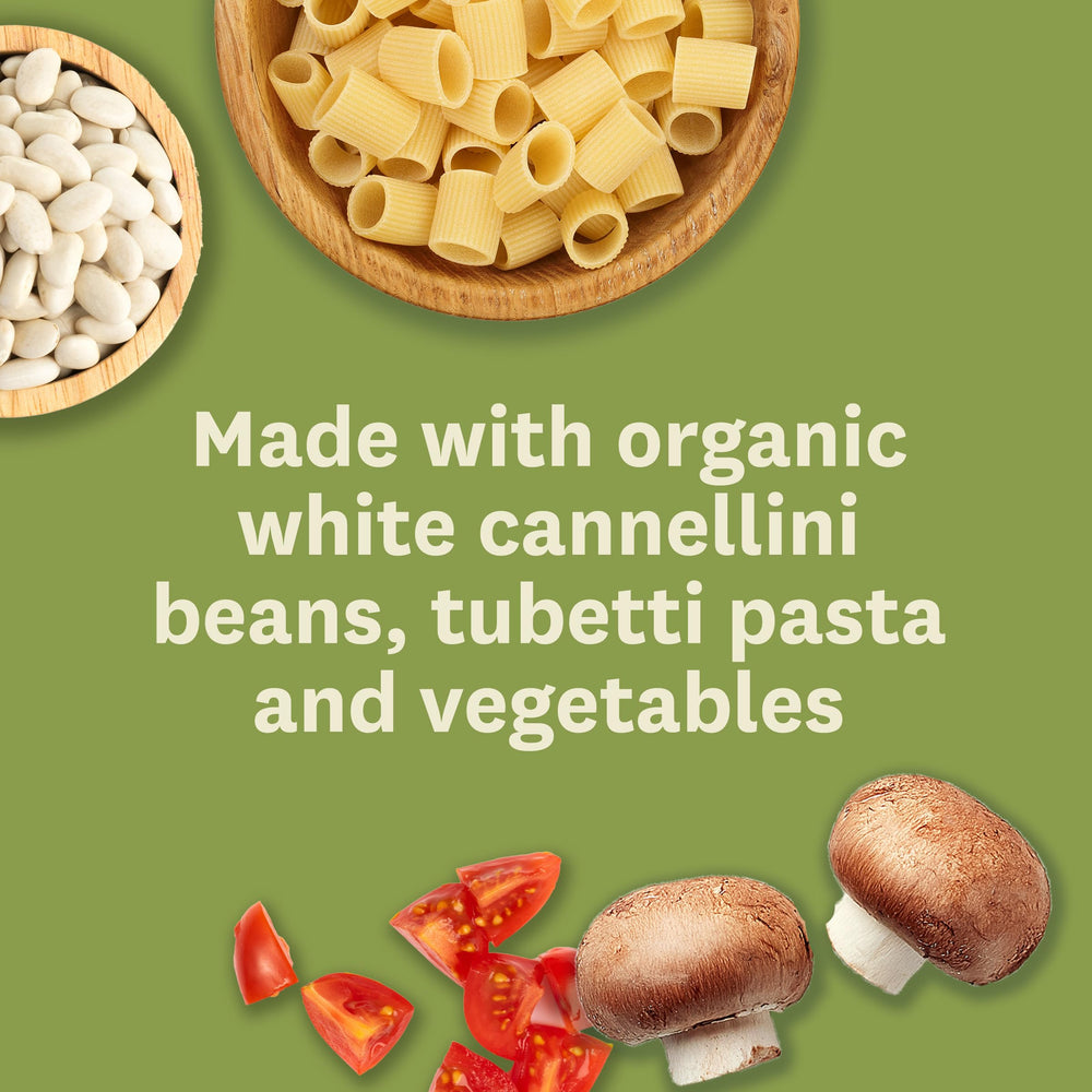 Amy's close-up of beans and pasta texture, highlighting hearty organic ingredients