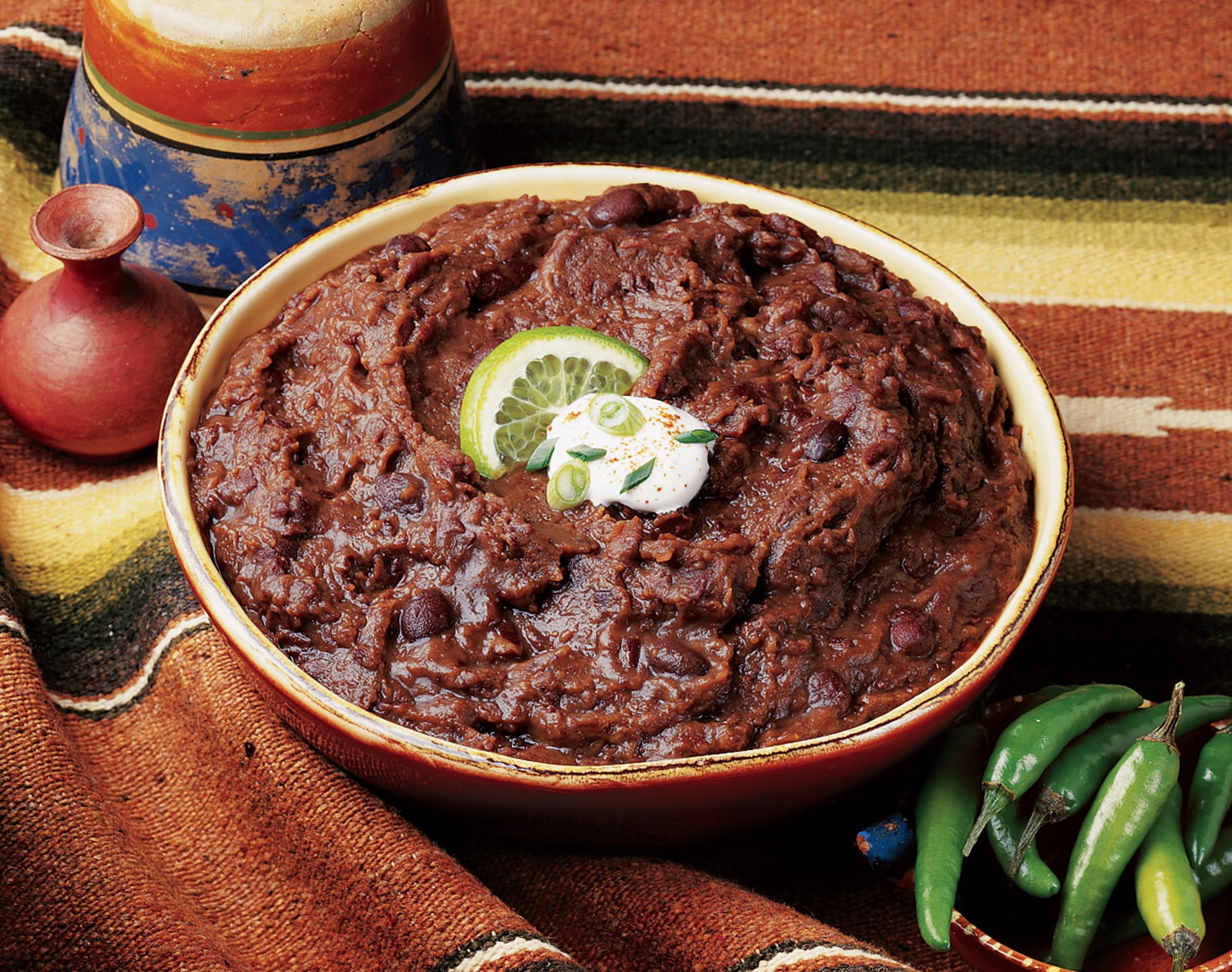 Amy's open can close-up of refried black bean texture highlighting creamy consistency