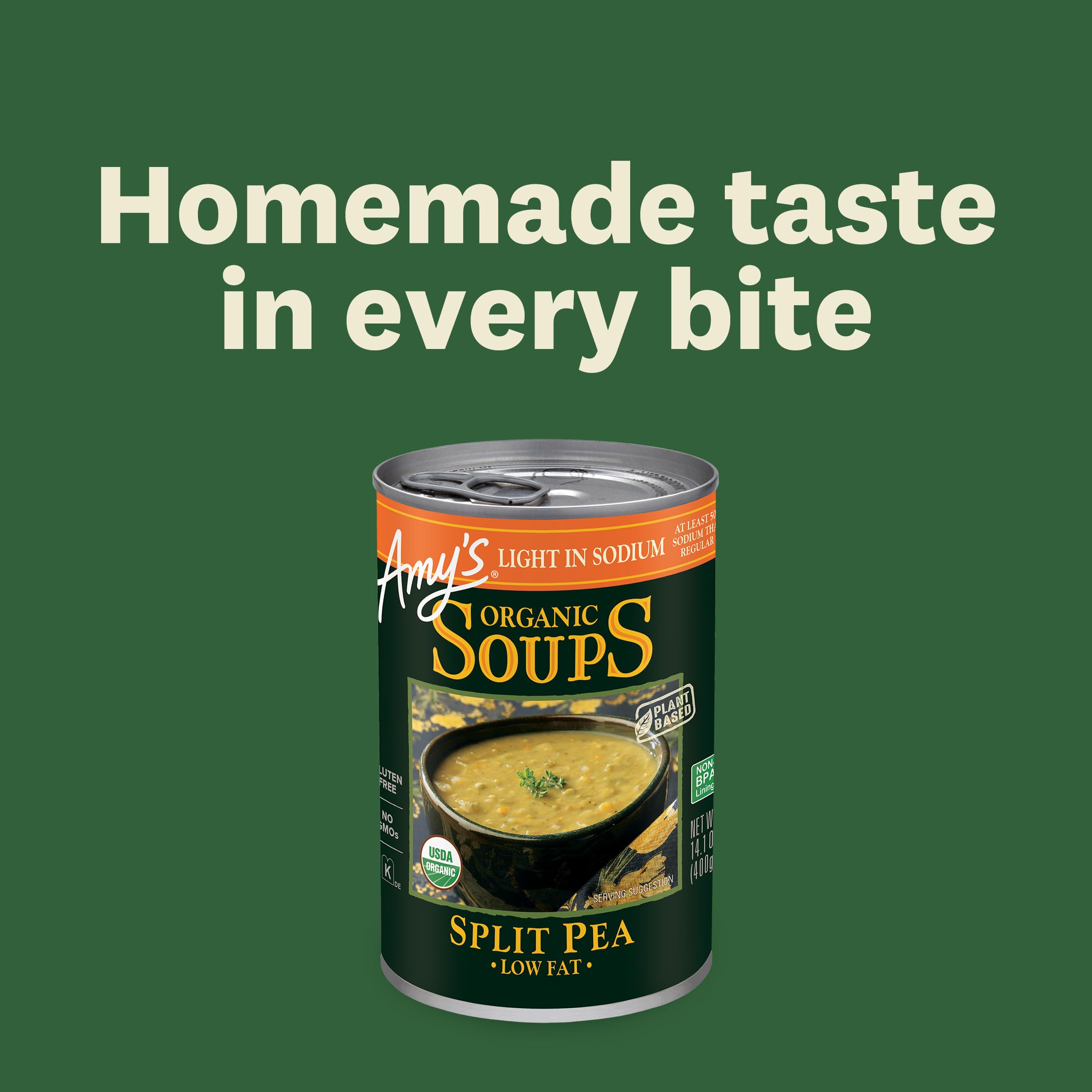 Amy's close-up of split pea texture highlighting wholesome plant protein