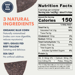 Ancient Crunch close-up of blue corn chip texture highlighting crunchy bite