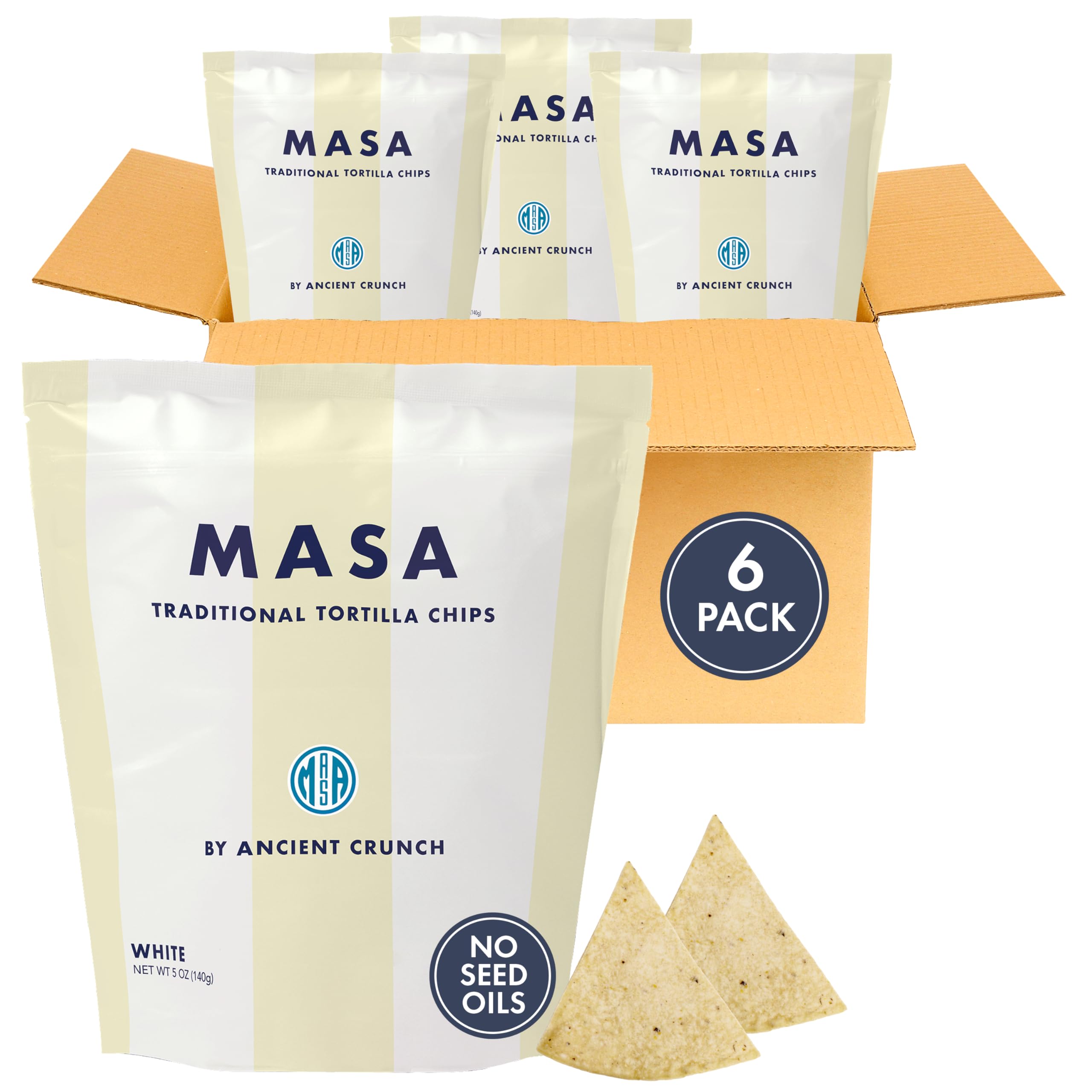 Ancient Crunch front packaging showing 6 pack and product benefits