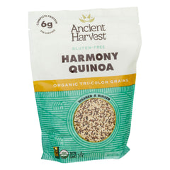 Close-up of Ancient Harvest quinoa grains highlighting texture and color variety