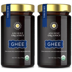 Ancient Organics front jar packaging showing organic grass-fed label and benefits