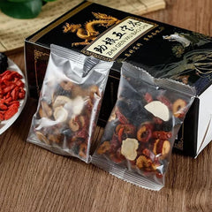 Andonisus ingredients flatlay of ginseng and mulberry illustrating natural blend