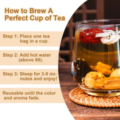 Andonisus tea bag steeping in hot water illustrating preparation