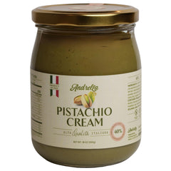 Andrella front jar packaging showing premium pistachio cream branding and appeal