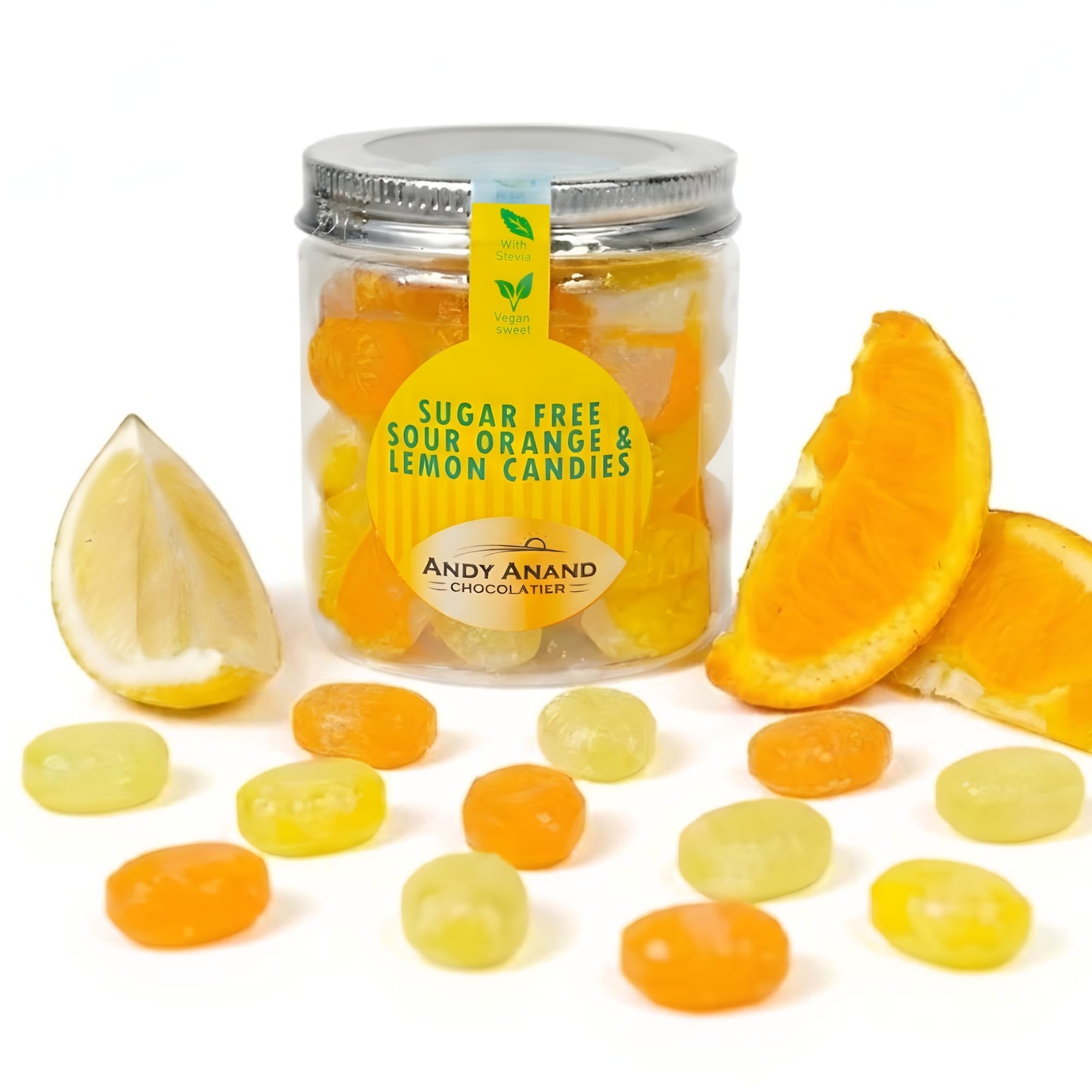ANDY ANAND front packaging showing 7 oz bag and citrus branding, clear product view benefits portability