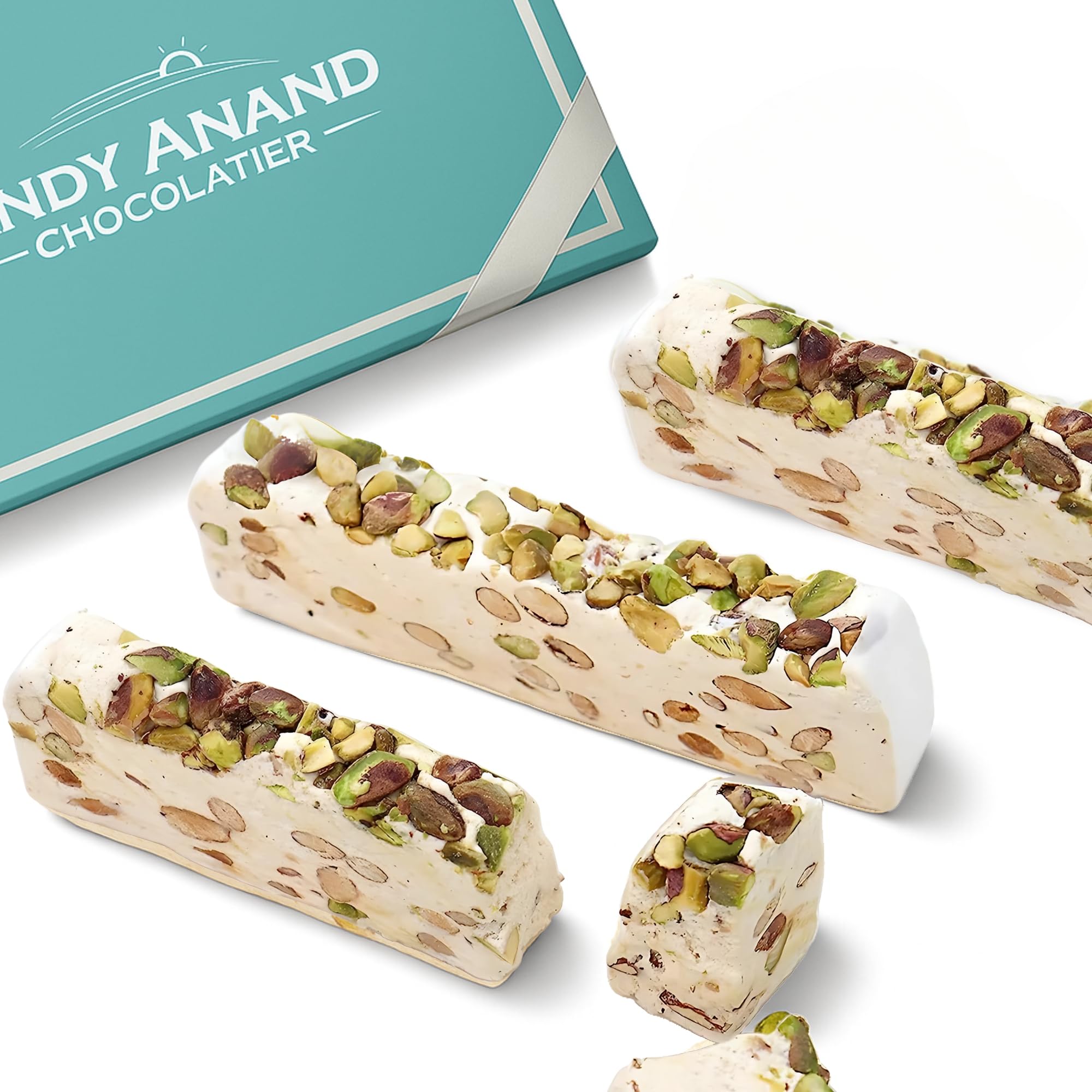 ANDY ANAND nougat on a table in a gift setting inspiring special-occasion use