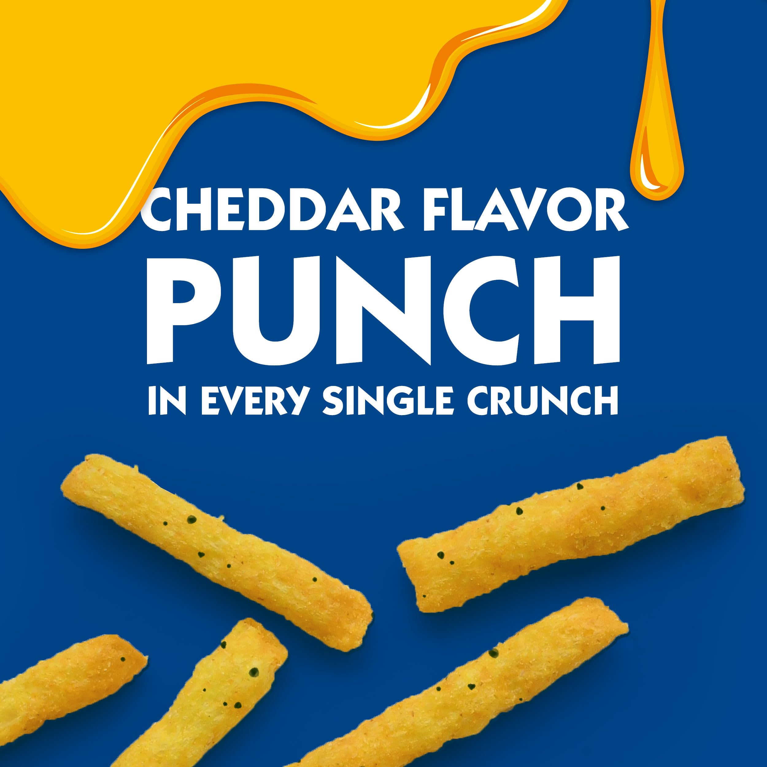 Andy Capp's close-up of cheddar coating on fries highlighting bold seasoning and flavorful crunch