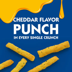 Andy Capp's close-up of cheddar coating on fries highlighting bold seasoning and flavorful crunch