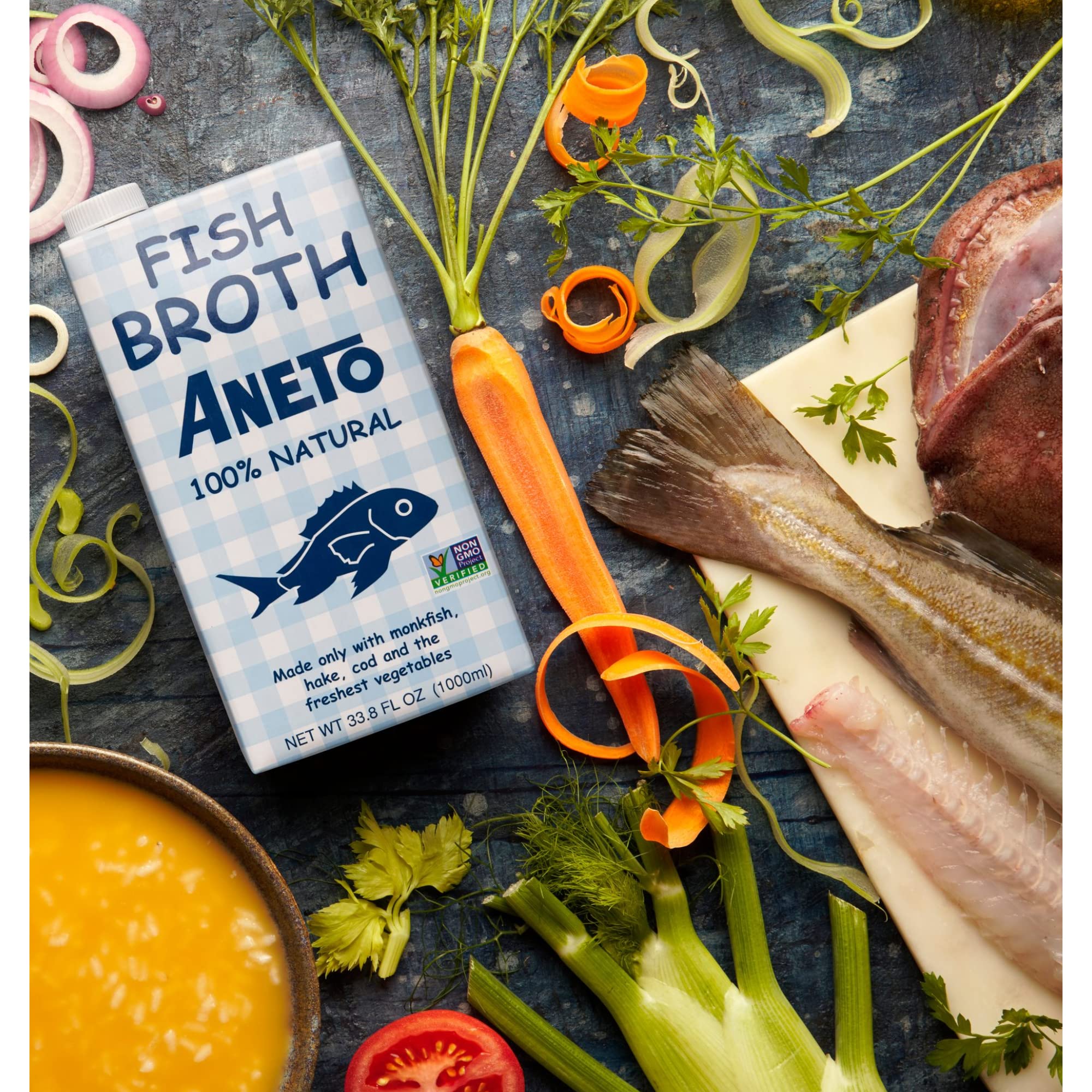 Aneto broth being poured into a pot offering quick cooking convenience