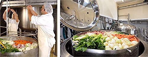 Aneto broth being poured into paella pan, providing instant rich seafood base