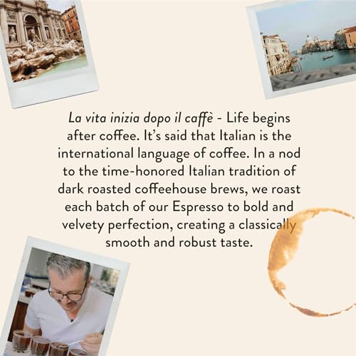 Angelino's Coffee label close-up displaying roast details and origin transparency