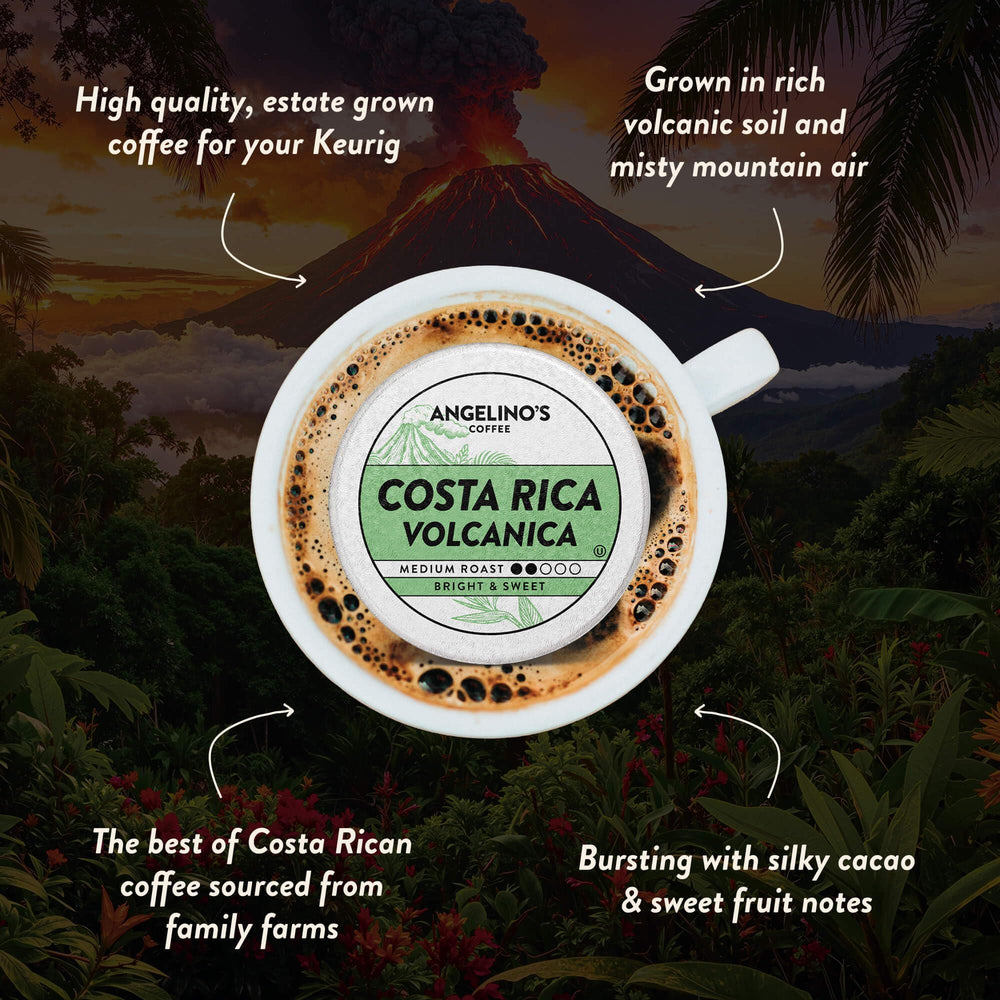 Close-up of an Angelino's Coffee pod illustrating seal and easy Keurig compatibility for convenience