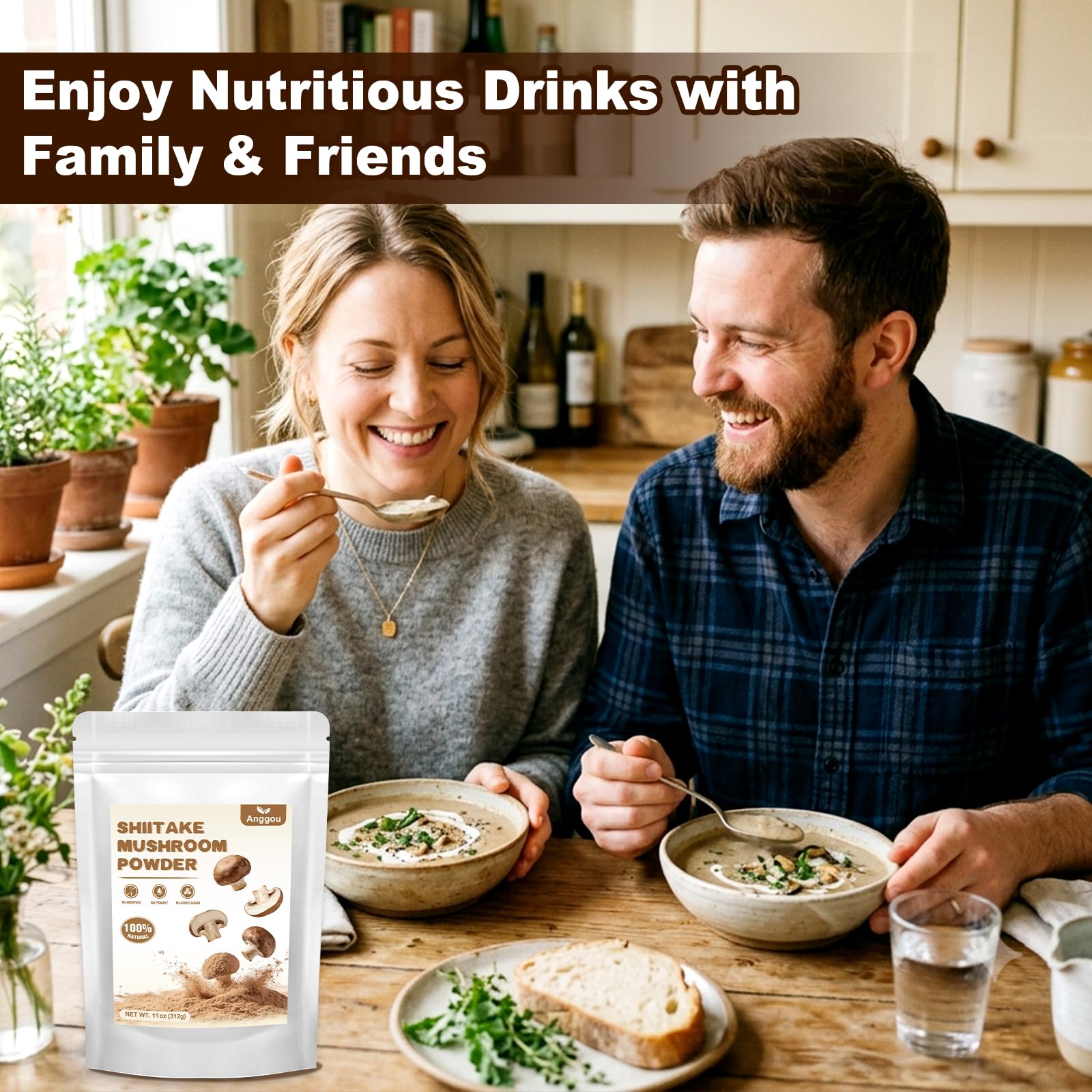 Anggou powder used in kitchen lifestyle scene for quick cooking convenience