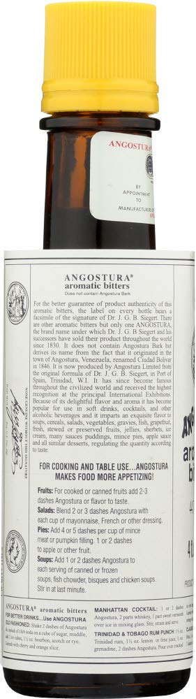 ANGOSTURA label closeup highlighting ingredients and classic emblem for authentic quality