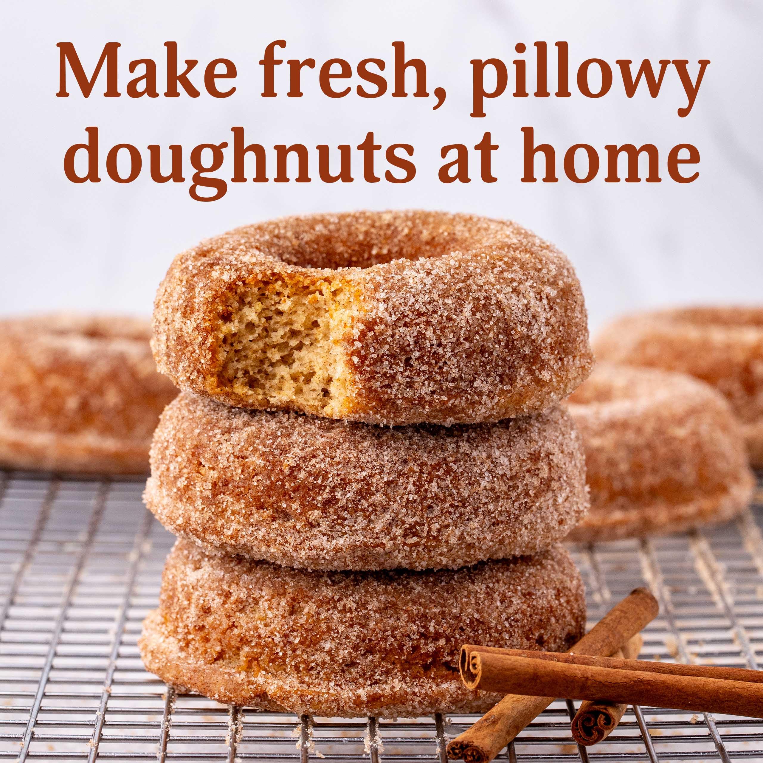 Ann Clark doughnuts on plate in kitchen setting inviting family serving