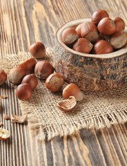 Anna and Sarah shelled hazelnut kernels close-up showing rich color and baking use