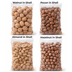 Anna and Sarah top-down view of mixed in-shell nuts showcasing freshness