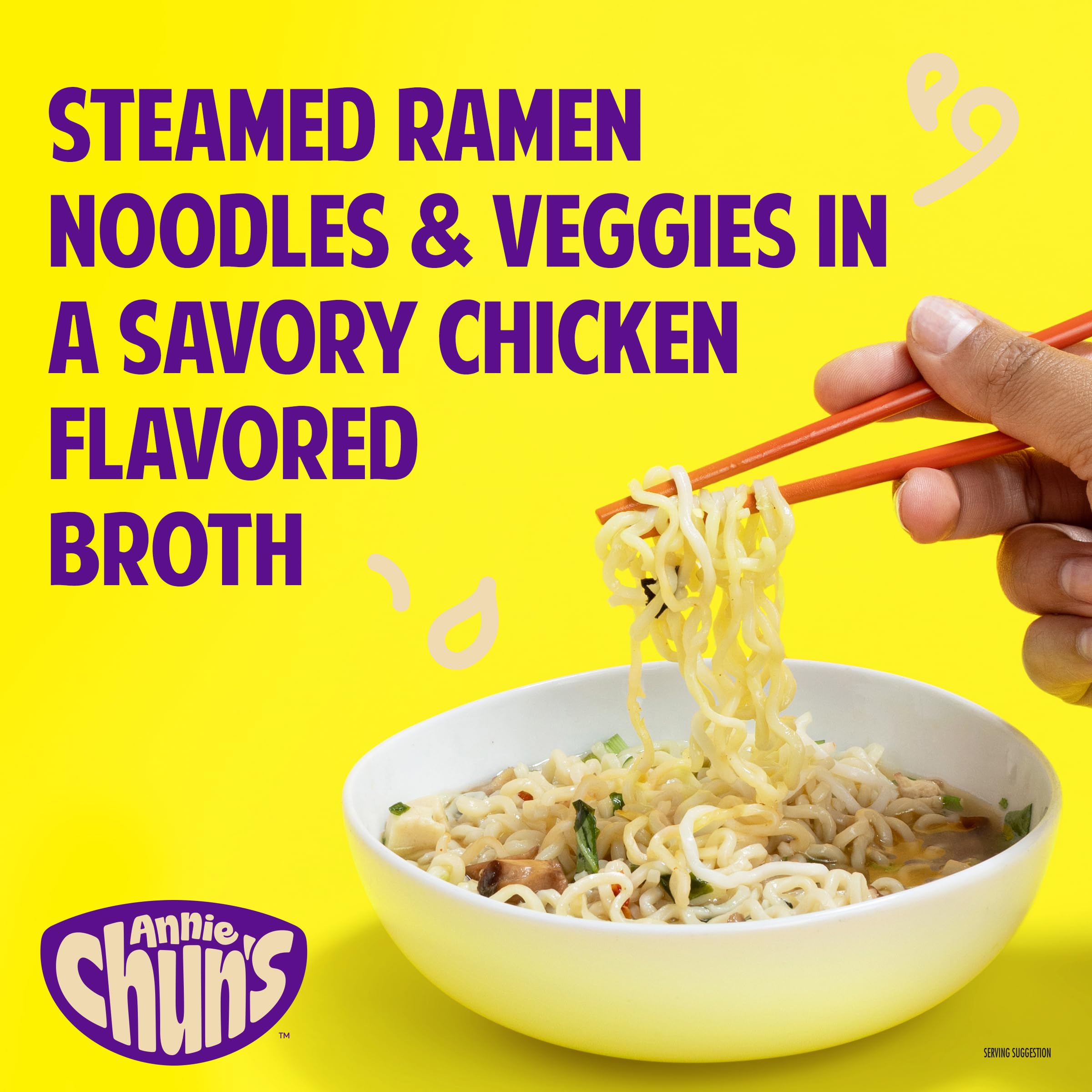 Annie Chun's close-up of curly noodles showing springy texture and bite