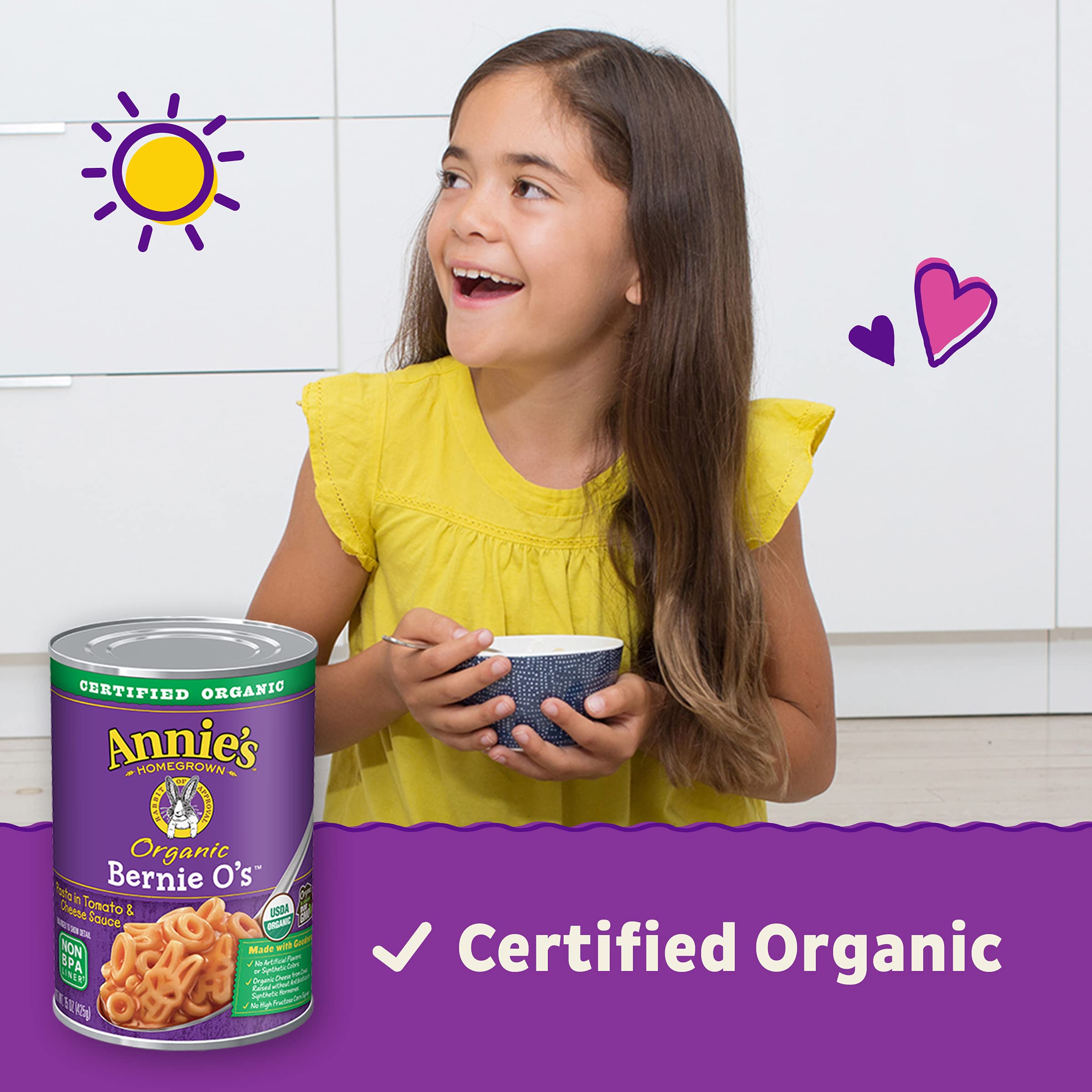 Close-up of Annie's Bernie O's pasta shapes highlighting organic pasta texture and fun shapes