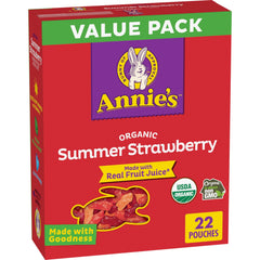 Annie's front pack value pack showing 22 pouches and organic branding benefit convenience