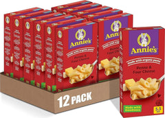 Annie's front packaging showing organic penne cups and family-friendly branding with shelf-ready convenience